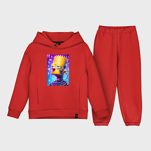 Детский костюм оверсайз Cyber Bart Simpson - ai art / Красный – фото 1