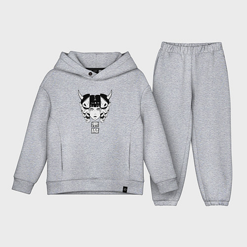 Детский костюм оверсайз Маска демона Они / Меланж – фото 1