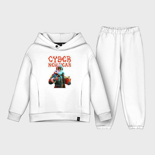 Детский костюм оверсайз Santa with gift - cyberpunk - ai art / Белый – фото 1