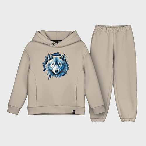 Детский костюм оверсайз Полярный волк / Миндальный – фото 1