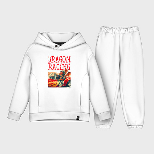 Детский костюм оверсайз Dragon cool racer - ai art / Белый – фото 1