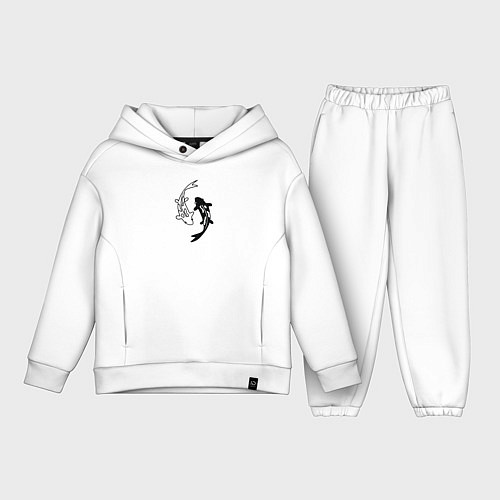 Детский костюм оверсайз Японские карпы Инь и Янь / Белый – фото 1
