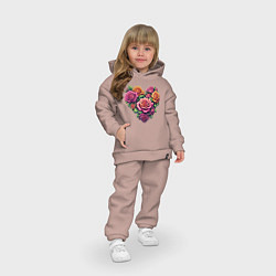 Детский костюм оверсайз Цветы розы в форме сердца, цвет: пыльно-розовый — фото 2