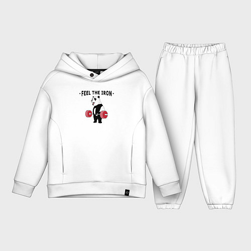 Детский костюм оверсайз Почувствуй железо - панда бодибилдер / Белый – фото 1