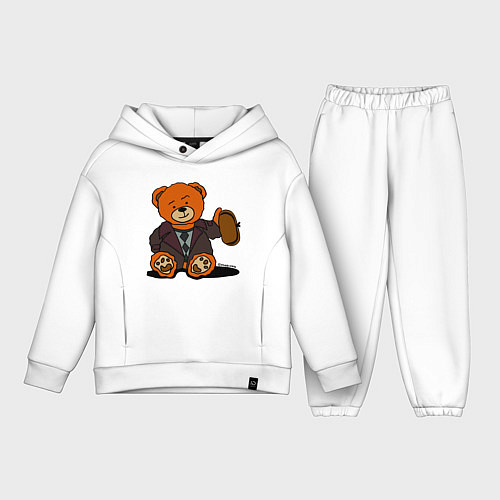 Детский костюм оверсайз Медведь Кащей с шапкой-ушанкой / Белый – фото 1