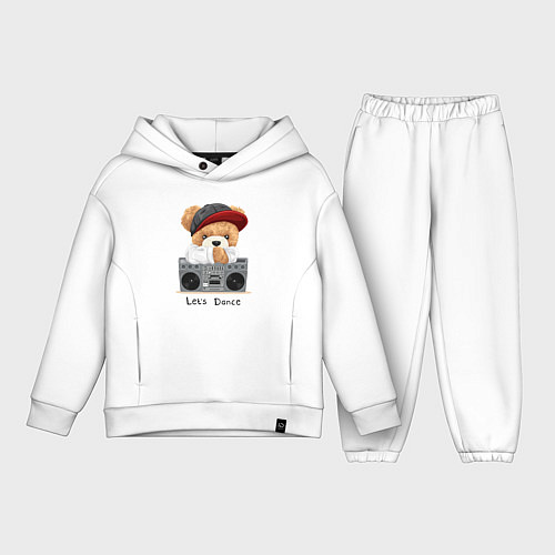 Детский костюм оверсайз Плюшевый медвежонок меломан / Белый – фото 1