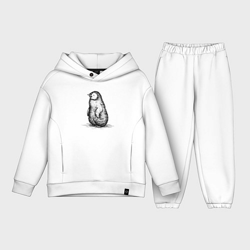 Детский костюм оверсайз Пингвиненок пушистый / Белый – фото 1