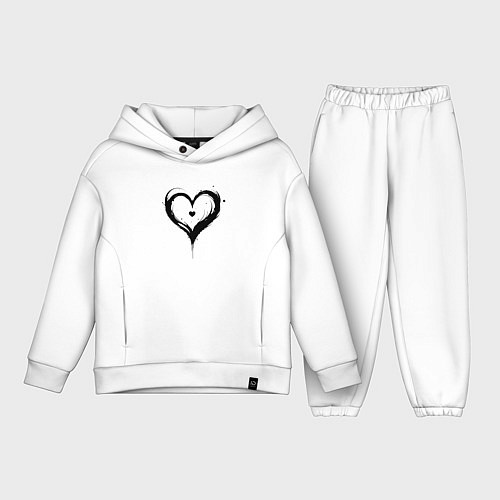 Детский костюм оверсайз Сердце в сердце / Белый – фото 1