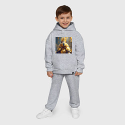 Детский костюм оверсайз Мем царь капибара в золотых латах и короне, цвет: меланж — фото 2