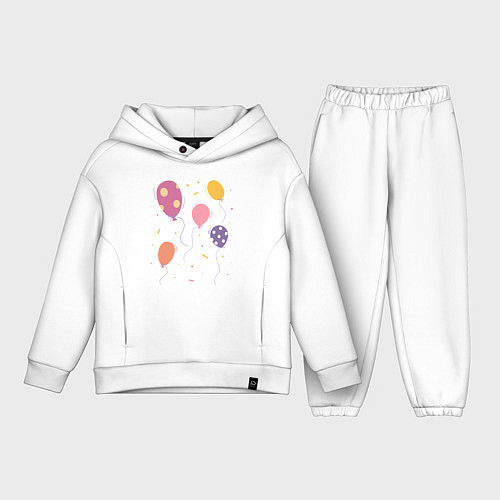 Детский костюм оверсайз Летят шары / Белый – фото 1