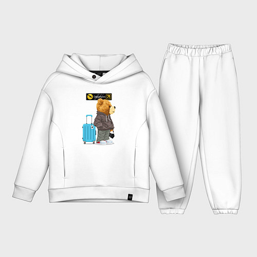 Детский костюм оверсайз Плюшевый медведь путешественник / Белый – фото 1