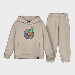 Детский костюм оверсайз Vinyl music, цвет: миндальный