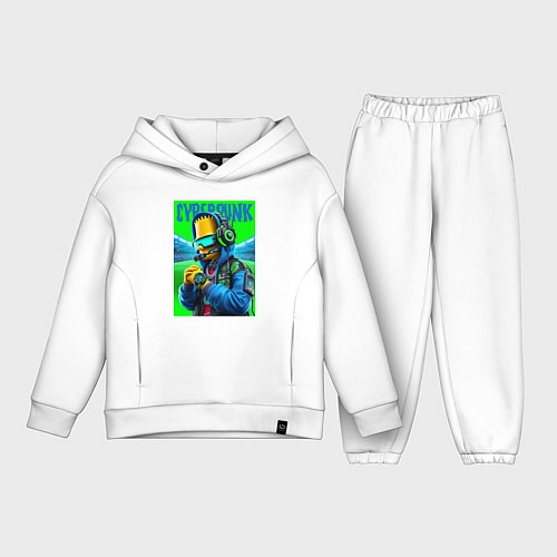 Детский костюм оверсайз Cyber Bart Simpson - ai art fantasy / Белый – фото 1