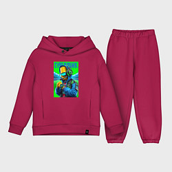 Детский костюм оверсайз Cyber Bart Simpson - ai art fantasy, цвет: маджента