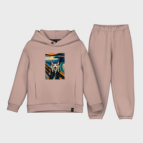 Детский костюм оверсайз Крик кота - пародия нейросети / Пыльно-розовый – фото 1