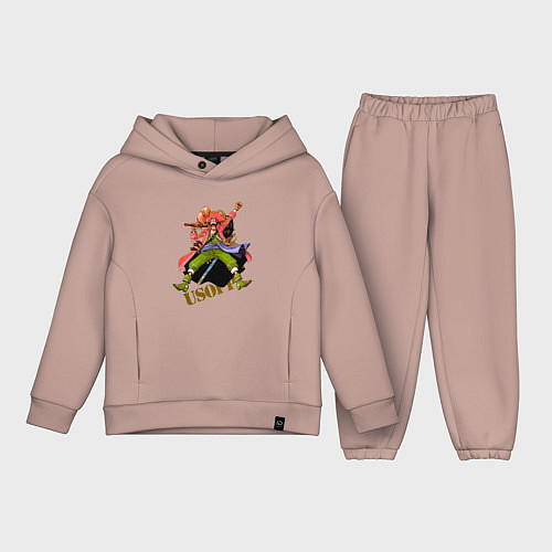 Детский костюм оверсайз Уссоп из аниме One Piece / Пыльно-розовый – фото 1