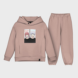 Детский костюм оверсайз Сатору Годжо и Макима арт, цвет: пыльно-розовый