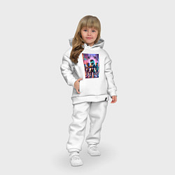 Детский костюм оверсайз Майнкрафт и киберпанк - коллаба, цвет: белый — фото 2