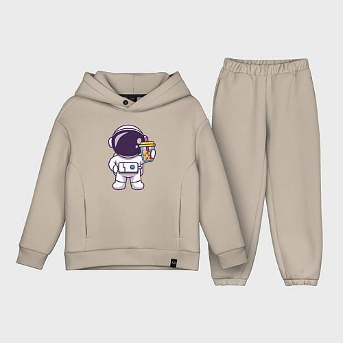 Детский костюм оверсайз Space drink / Миндальный – фото 1