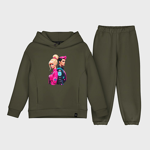 Детский костюм оверсайз Ken and Barbie - ai art / Хаки – фото 1