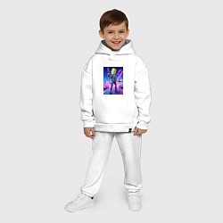 Детский костюм оверсайз Cyber Bart - neon glow ai art, цвет: белый — фото 2