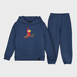Детский костюм оверсайз Красный попугайчик, цвет: тёмно-синий