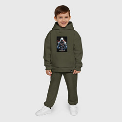 Детский костюм оверсайз Assassins creed огненный фон, цвет: хаки — фото 2
