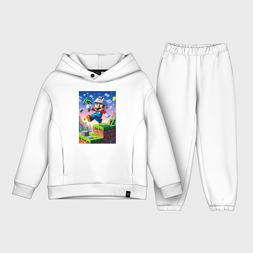 Детский костюм оверсайз Марио и Майнкрафт - коллаба / Белый – фото 1