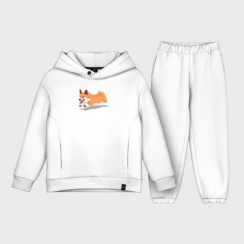 Детский костюм оверсайз Бегущий корги / Белый – фото 1
