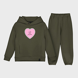 Детский костюм оверсайз Cute but psycho pink heart, цвет: хаки