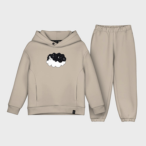 Детский костюм оверсайз Космическая девушка на облаке / Миндальный – фото 1