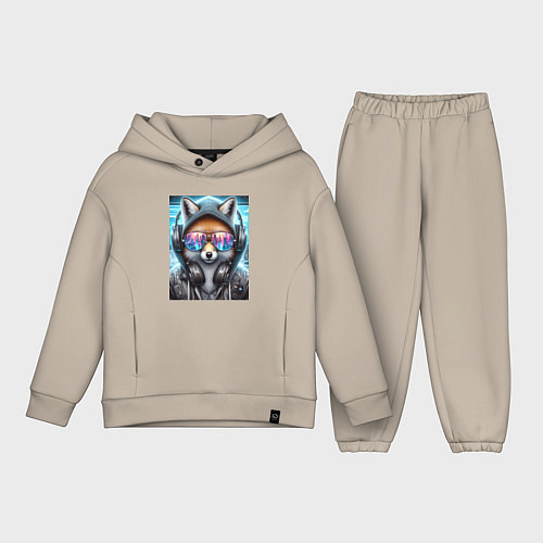 Детский костюм оверсайз Urban fox - ai art / Миндальный – фото 1