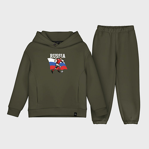 Детский костюм оверсайз Russia football inscription / Хаки – фото 1