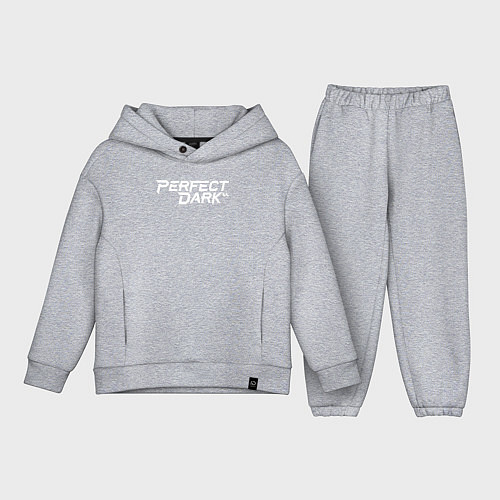 Детский костюм оверсайз Perfect dark logo / Меланж – фото 1