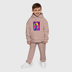Детский костюм оверсайз Cyber Bart - neon glow fantasy, цвет: пыльно-розовый — фото 2