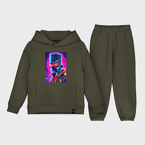 Детский костюм оверсайз Cool Bart Simpson - neon glow / Хаки – фото 1
