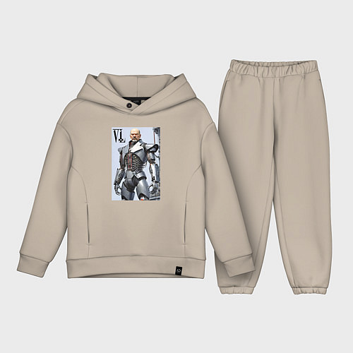 Детский костюм оверсайз Vladimir Lenin - cyberpunk fantasy / Миндальный – фото 1