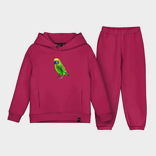 Детский костюм оверсайз Зеленый попугай / Маджента – фото 1