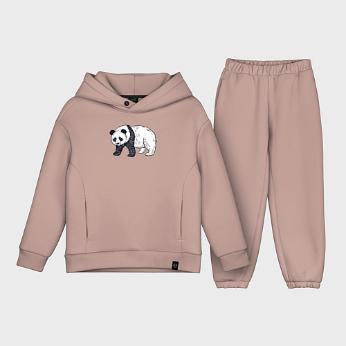 Детский костюм оверсайз Панда медведь / Пыльно-розовый – фото 1