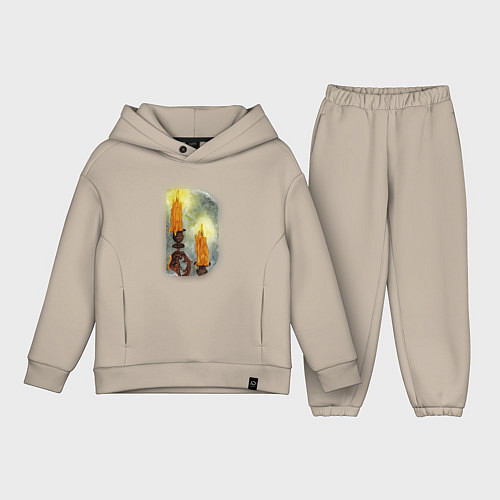 Детский костюм оверсайз Две свечи на подсвечнике / Миндальный – фото 1