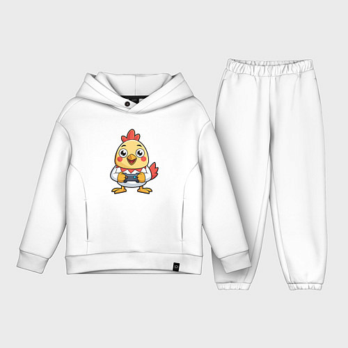 Детский костюм оверсайз Цыпленок геймер / Белый – фото 1
