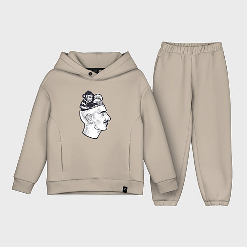 Детский костюм оверсайз Обезьяна в голове / Миндальный – фото 1