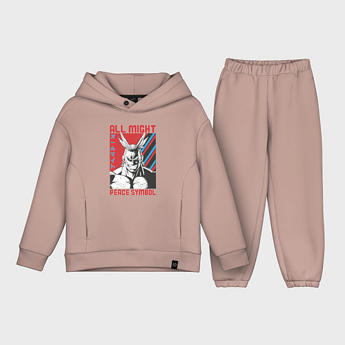 Детский костюм оверсайз Моя геройская академия All Might pease symbol / Пыльно-розовый – фото 1