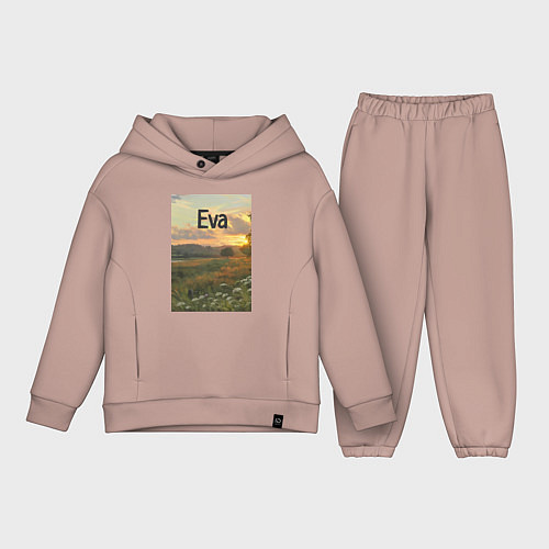 Детский костюм оверсайз Eva поле золотое / Пыльно-розовый – фото 1