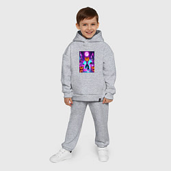 Детский костюм оверсайз Neon halloween and Minecraft - collaboration, цвет: меланж — фото 2