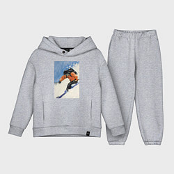 Детский костюм оверсайз Горнолыжный спорт спуск - живопись маслом, цвет: меланж