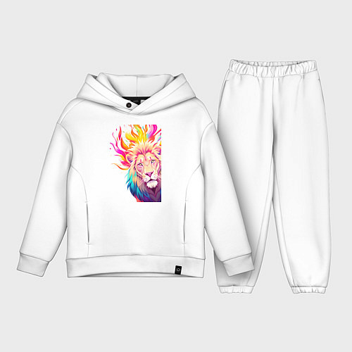 Детский костюм оверсайз Лев - праздник / Белый – фото 1