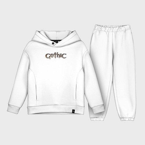 Детский костюм оверсайз Gothic remake logo / Белый – фото 1
