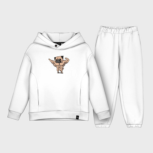 Детский костюм оверсайз Мопс качок / Белый – фото 1