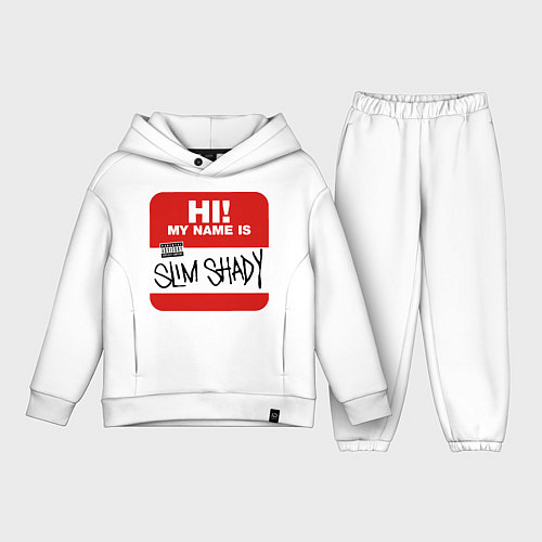 Детский костюм оверсайз Eminem - slim shady sticker / Белый – фото 1